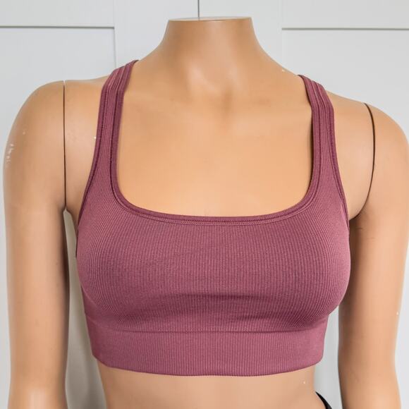 Athleta, Aurora Scoop Crossback Ribbed Women’s Small Sports Bra A-C, Tawny Rose - Picture 4 of 7